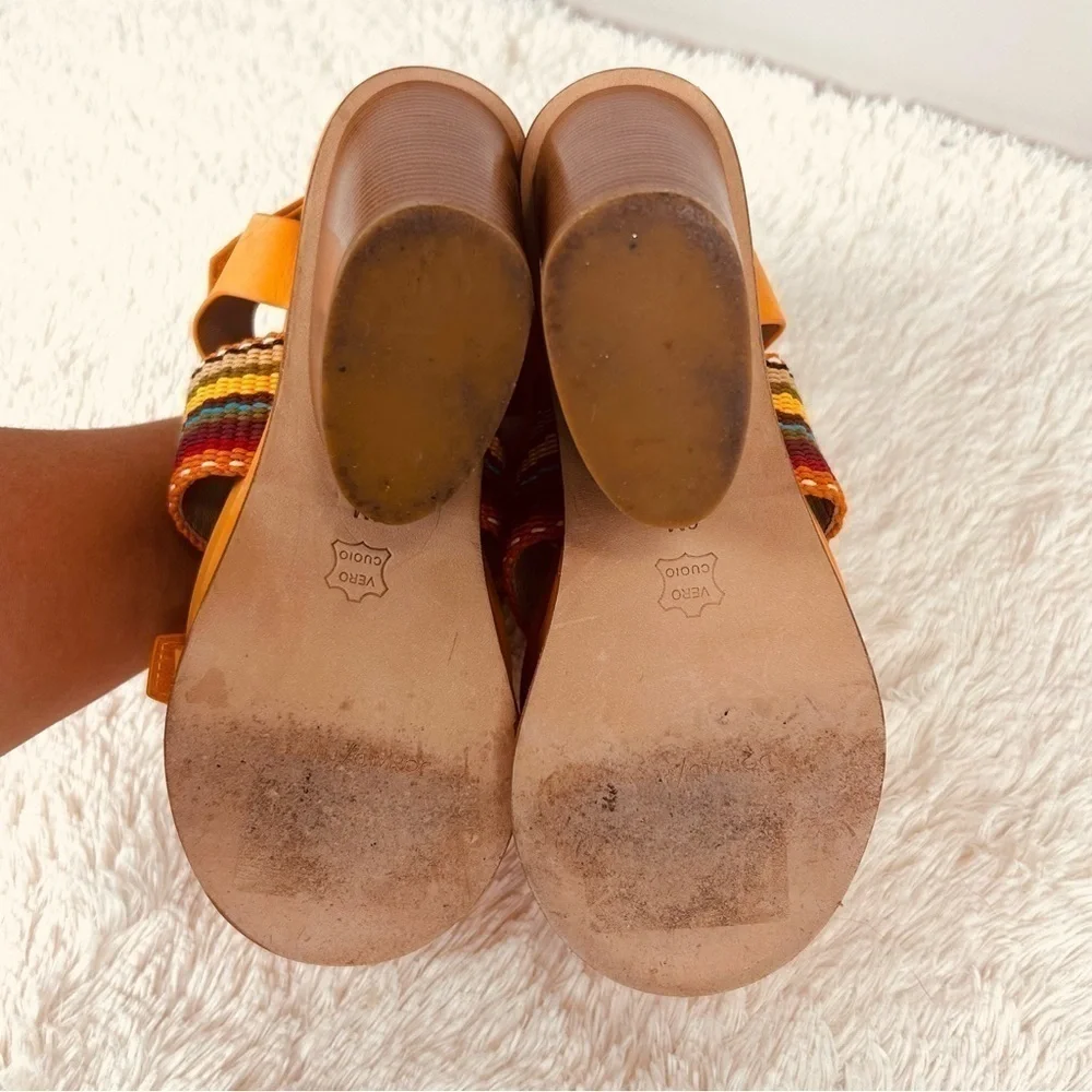 Donald J. Pliner orange straps wood heel platform sandals-6